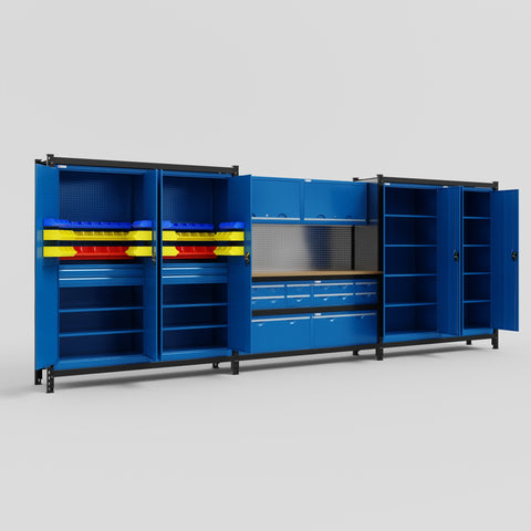 M222 Modular Work Bench - H2100mm x W5640mm | MDF WBT | Blue