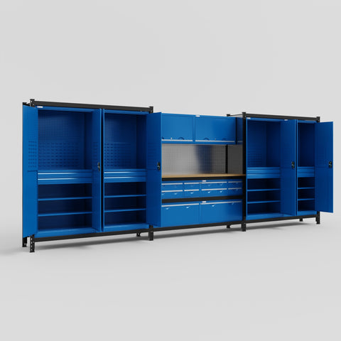 M222 Modular Work Bench - H2100mm x W5640mm | MDF WBT | Blue