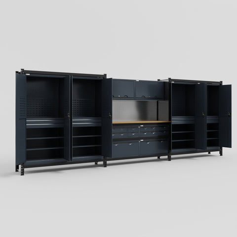 M222 Modular Work Bench - H2100mm x W5640mm | MDF WBT | Dark Grey