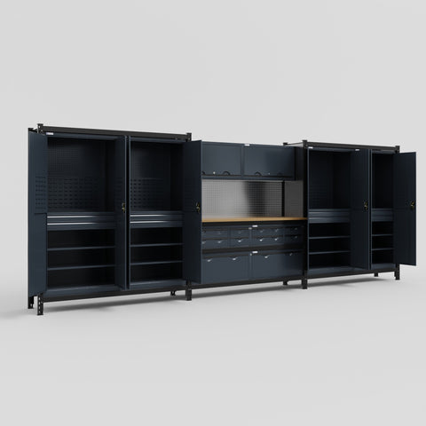 M222 Modular Work Bench - H2100mm x W5640mm | MDF WBT | Dark Grey