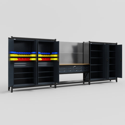 M222 Modular Work Bench - H2100mm x W5640mm | MDF WBT | Dark Grey