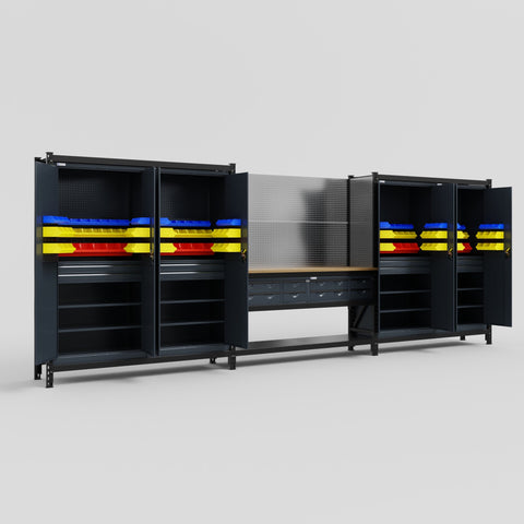 M222 Modular Work Bench - H2100mm x W5640mm | MDF WBT | Dark Grey