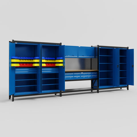 M222 Modular Work Bench - H2100mm x W5640mm | MDF WBT | Blue