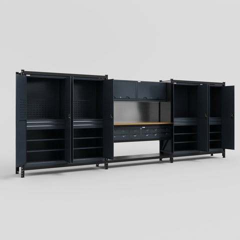 M222 Modular Work Bench - H2100mm x W5640mm | MDF WBT | Dark Grey