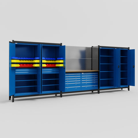 M222 Modular Work Bench - H2100mm x W5640mm | MDF WBT | Blue