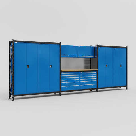 M222 Modular Work Bench - H2100mm x W5640mm | MDF WBT | Blue