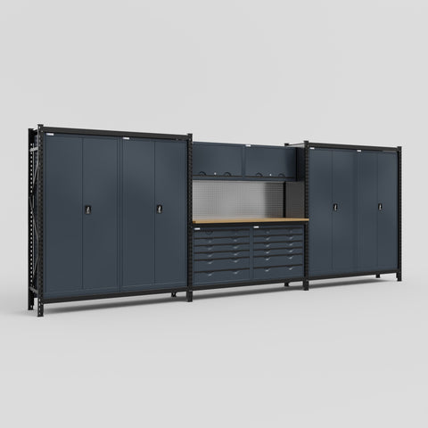 M222 Modular Work Bench - H2100mm x W5640mm | MDF WBT | Dark Grey