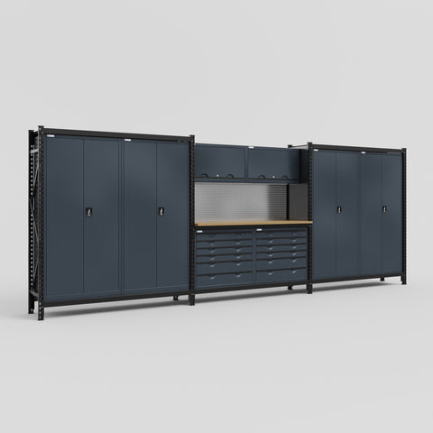 M222 Modular Work Bench - H2100mm x W5640mm | MDF WBT | Dark Grey