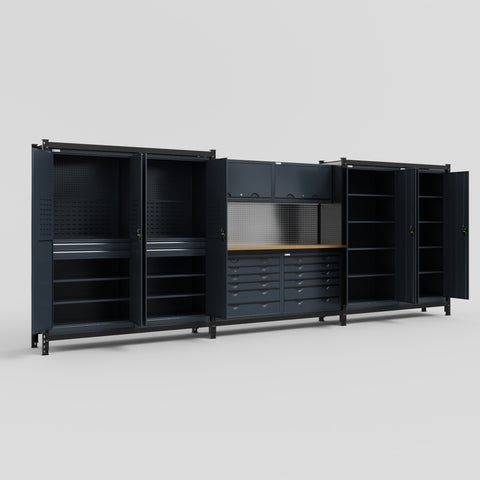 M222 Modular Work Bench - H2100mm x W5640mm | MDF WBT | Dark Grey