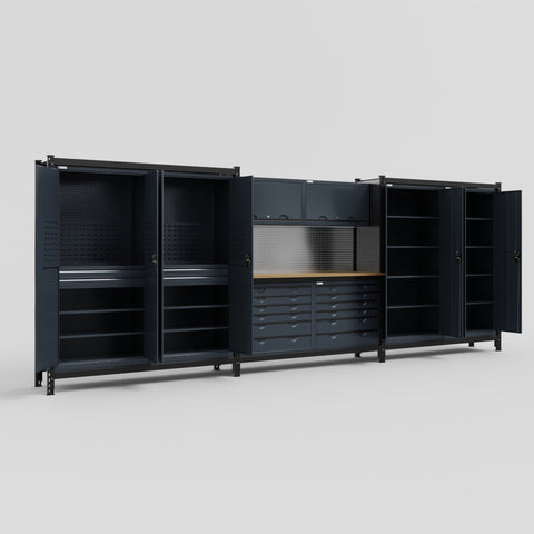 M222 Modular Work Bench - H2100mm x W5640mm | MDF WBT | Dark Grey