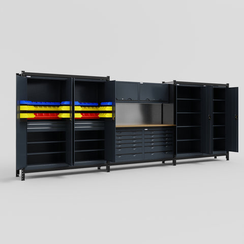 M222 Modular Work Bench - H2100mm x W5640mm | MDF WBT | Dark Grey