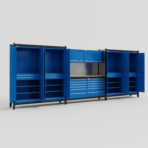 M222 Modular Work Bench - H2100mm x W5640mm | MDF WBT | Blue