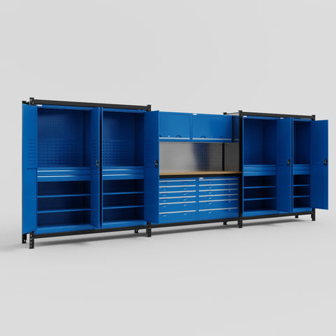 M222 Modular Work Bench - H2100mm x W5640mm | MDF WBT | Blue