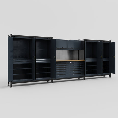 M222 Modular Work Bench - H2100mm x W5640mm | MDF WBT | Dark Grey