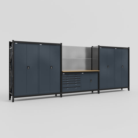 M222-2 Modular Work Bench - H2100mm x W5640mm | MDF WBT | Dark Grey