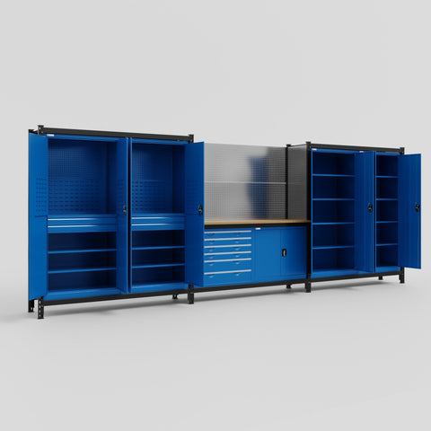 M222-2 Modular Work Bench - H2100mm x W5640mm | MDF WBT | Blue