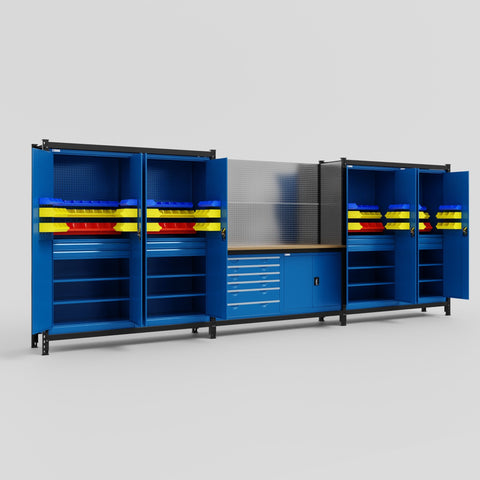 M222-2 Modular Work Bench - H2100mm x W5640mm | MDF WBT | Blue