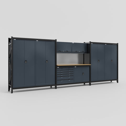 M222-2 Modular Work Bench - H2100mm x W5640mm | MDF WBT | Dark Grey