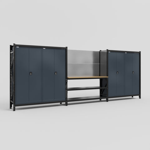 M222 Modular Work Bench - H2100mm x W5640mm | MDF WBT | Dark Grey