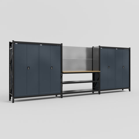 M222 Modular Work Bench - H2100mm x W5640mm | MDF WBT | Dark Grey
