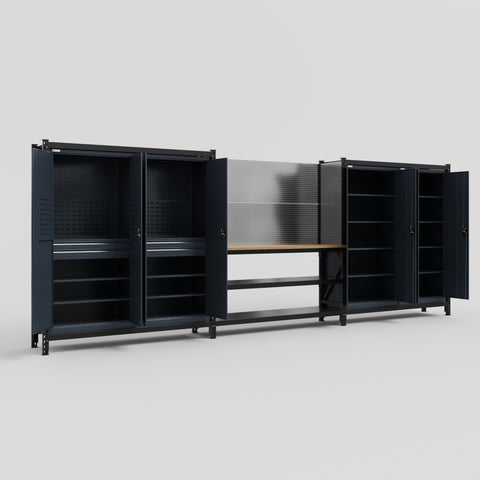 M222 Modular Work Bench - H2100mm x W5640mm | MDF WBT | Dark Grey