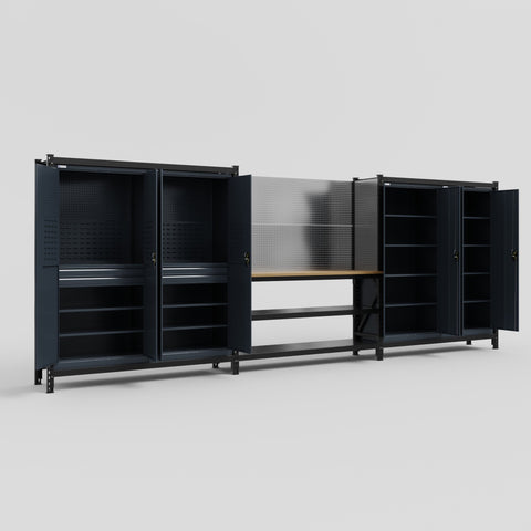M222 Modular Work Bench - H2100mm x W5640mm | MDF WBT | Dark Grey