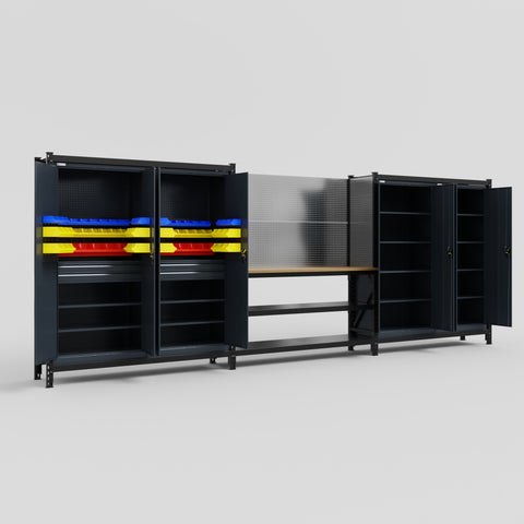 M222 Modular Work Bench - H2100mm x W5640mm | MDF WBT | Dark Grey