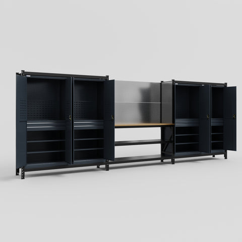M222 Modular Work Bench - H2100mm x W5640mm | MDF WBT | Dark Grey