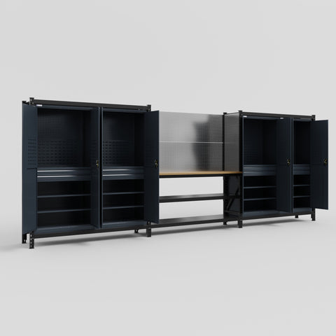 M222 Modular Work Bench - H2100mm x W5640mm | MDF WBT | Dark Grey