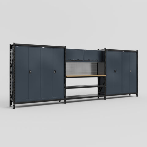 M222 Modular Work Bench - H2100mm x W5640mm | MDF WBT | Dark Grey
