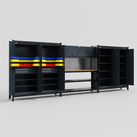 M222 Modular Work Bench - H2100mm x W5640mm | MDF WBT | Dark Grey