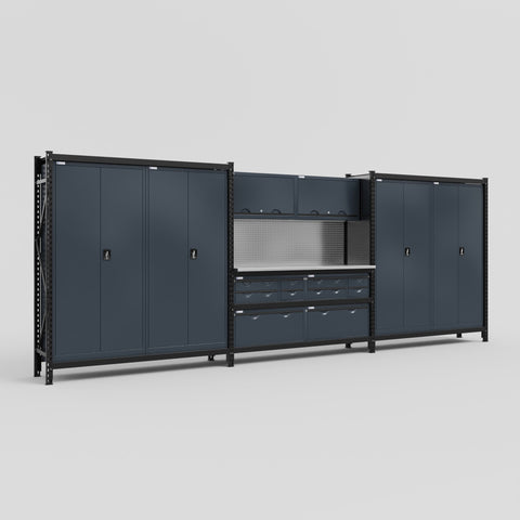 M222 Modular Work Bench - H2100mm x W5640mm | Stainless WBT | Dark Grey