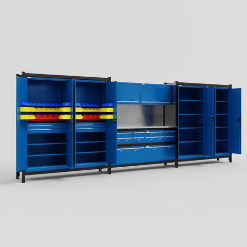M222-2 Modular Work Bench with Overheads - H2100mm x W5640mm