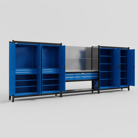 M222-2 Modular Work Bench with Overheads - H2100mm x W5640mm