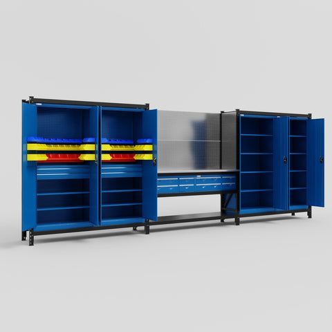 M222-2 Modular Work Bench with Overheads - H2100mm x W5640mm