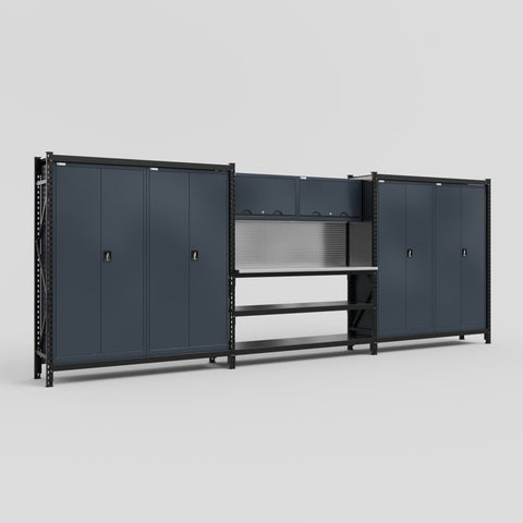 M222-2 Modular Work Bench - H2100mm x W5640mm | Stainless WBT | Dark Grey
