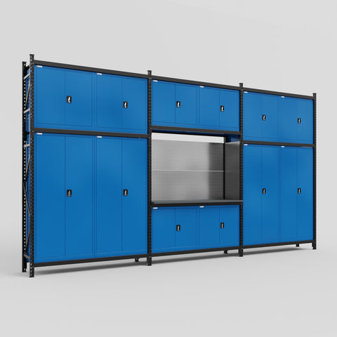 M222 Modular Work Bench - H3100mm x W5640mm | Laminate WBT | Blue