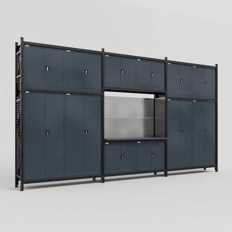 M222 Modular Work Bench - H3100mm x W5640mm | Laminate WBT | Dark Grey