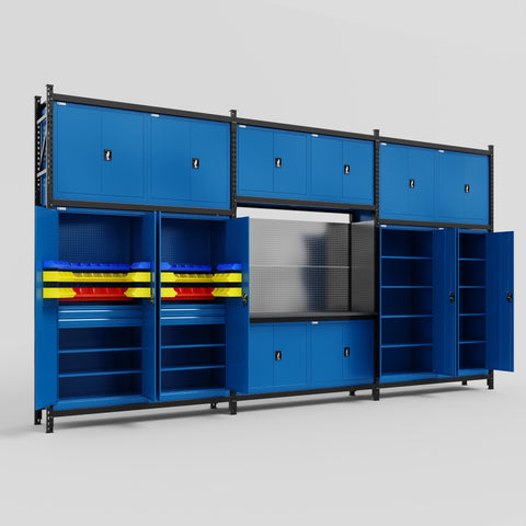 M222 Modular Work Bench - H3100mm x W5640mm | Laminate WBT | Blue