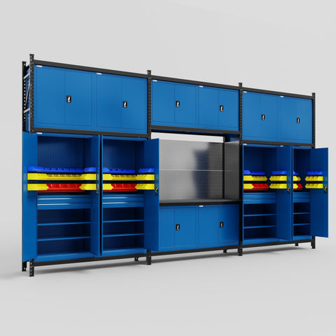 M222 Modular Work Bench - H3100mm x W5640mm | Laminate WBT | Blue
