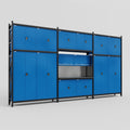 M222 Modular Work Bench - H3100mm x W5640mm | Laminate WBT | Blue
