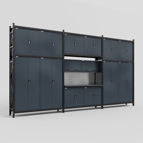 M222 Modular Work Bench - H3100mm x W5640mm | Laminate WBT | Dark Grey