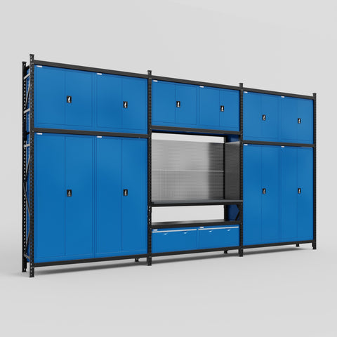 M222 Modular Work Bench - H3100mm x W5640mm | Laminate WBT | Blue