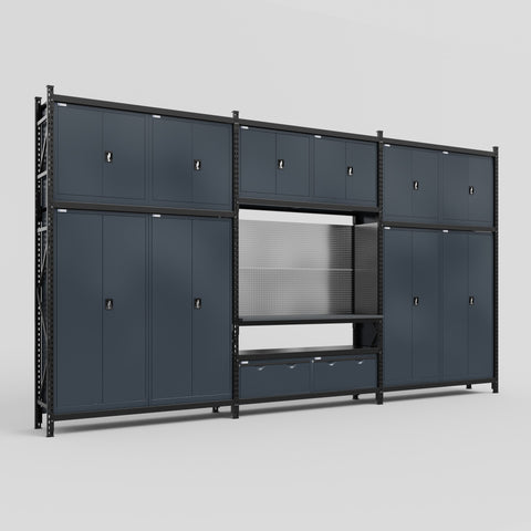 M222 Modular Work Bench - H3100mm x W5640mm | Laminate WBT | Dark Grey