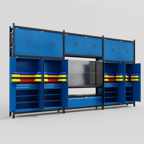 M222 Modular Work Bench - H3100mm x W5640mm | Laminate WBT | Blue