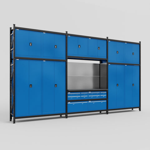 M222 Modular Work Bench - H3100mm x W5640mm | Laminate WBT | Blue