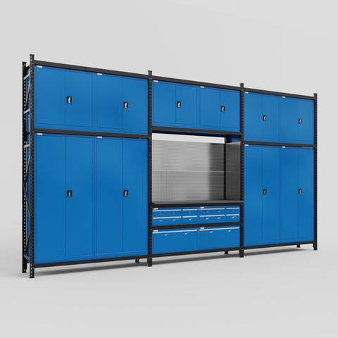M222 Modular Work Bench - H3100mm x W5640mm | Laminate WBT | Blue