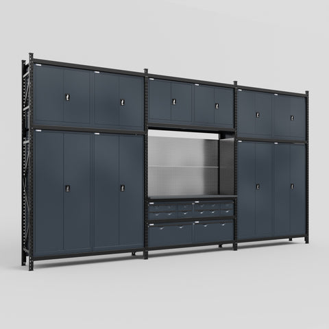 M222 Modular Work Bench - H3100mm x W5640mm | Laminate WBT | Dark Grey