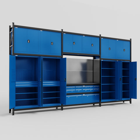 M222 Modular Work Bench - H3100mm x W5640mm | Laminate WBT | Blue