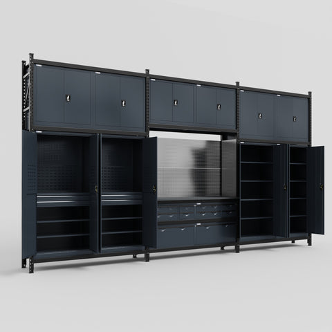 M222 Modular Work Bench - H3100mm x W5640mm | Laminate WBT | Dark Grey